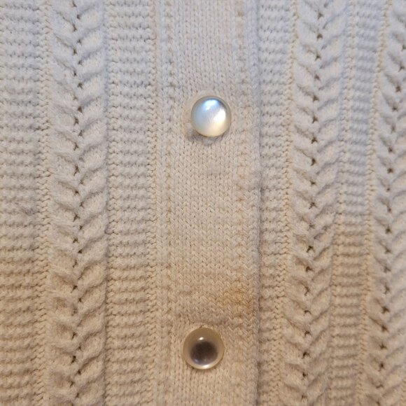 Vintage Cardigan Sweater Cuddle Knit 1970s Retro Cream Off White Size Sm Med - Picture 5 of 9